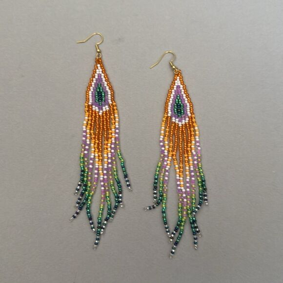 Colorful Beaded Dangle Earrings A1201 - Picture 2 of 4